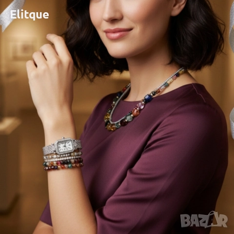 Дамски комплект: часовник, гривни и колие – стил в три стъпки, снимка 3 - Колиета, медальони, синджири - 52561602