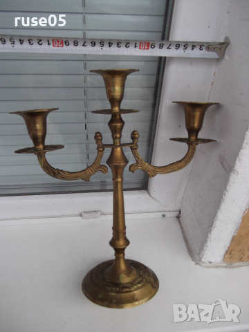 Свещник бронзов за три свещи, снимка 3 - Други ценни предмети - 36142187