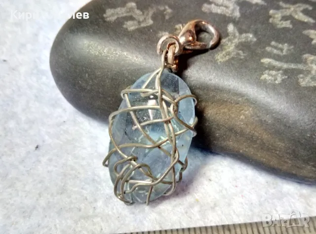 КРАСИВ СРЕБРИСТ ВИНТИДЖ СТИЛ МЕДАЛЬОН АРТ ПЕНДАНТ СИН КРИСТАЛ ХЕНД МЕЙД БИЖУ 43523, снимка 7 - Колиета, медальони, синджири - 48828872