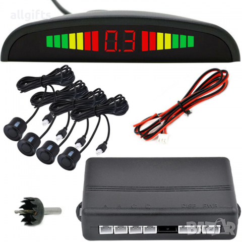 Парктроник за автомобил  с 4 сензора , LCD LED , Звуков сигнал , снимка 1 - Аксесоари и консумативи - 36167776