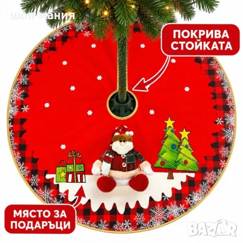 Кръгла коледна постелка за елха 80 см, снимка 3 - Декорация за дома - 56184097
