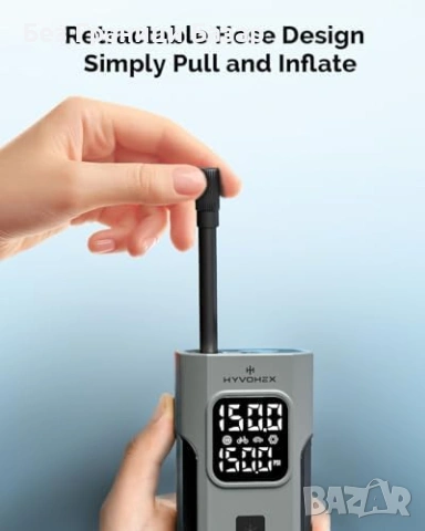 Нов компресор Портативна помпа за гуми 10.34 Bar авто стоп LED дисплей, снимка 8 - Друга електроника - 53839406
