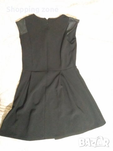 Плътна черна рокля с кожени елементи, снимка 3 - Рокли - 39646768