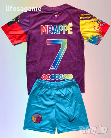 Детски футболен екип ПСЖ Мбапе комплект PSG тениска и къси панталони Mbappe