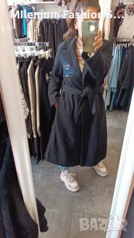 Дамско дълго палто с коланче, снимка 1