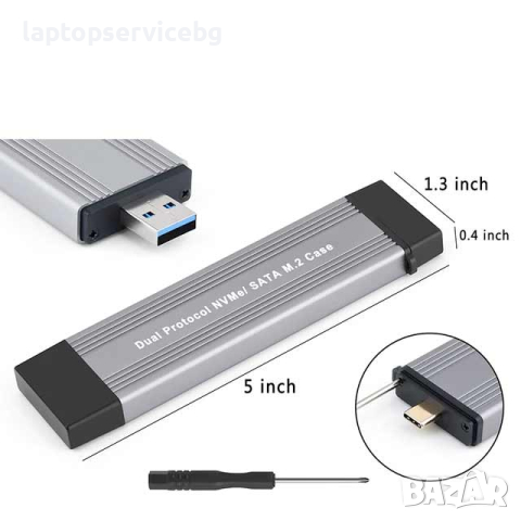 Преходник Dual Protocol M2 SSD Case USB3.0/Type-C to M.2 NVME SATA SSD, снимка 2 - Мрежови адаптери - 44639172