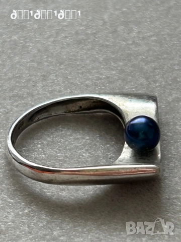 Марков сребърен пръстен с натурална морска черна перла Misaki , снимка 8 - Пръстени - 52813712