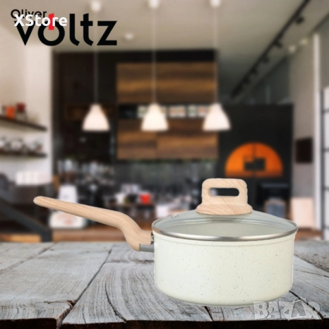 Касерола с капак Voltz Nice, 18x8.5см.\2.1л., Кован алуминий, Мраморно покр., Индукция, снимка 3 - Съдове за готвене - 52507629