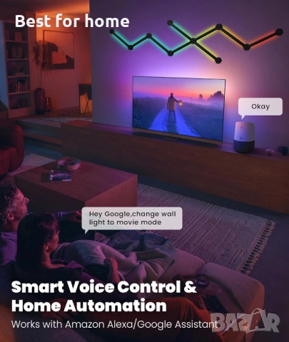 Смарт хексагон лампи (Modular RGB) – 10 бр., WiFi, Синхронизация с музика, Gaming Setup, снимка 4 - Други - 52966195