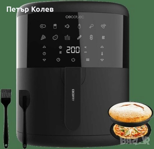 Фритюрник с горещ въздух Cecotec Bombastik 6000, 1700W, 6 л, Сензорно управление, 12 предварително з
