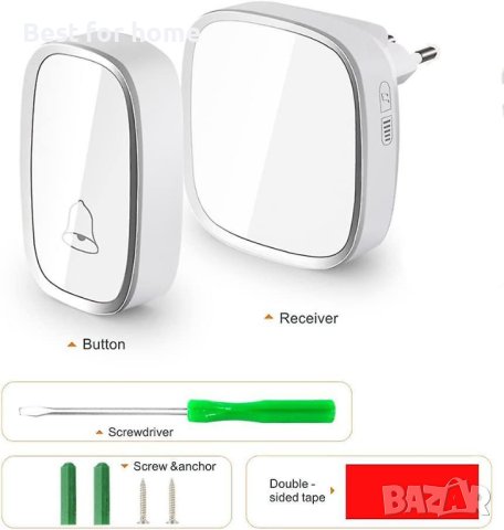 Безжичен звънец с обхват 280 м, 36 мелодии, 4 нива на звука, снимка 2 - Други - 41652791