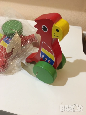 3бр. детски бебешки буталки буталка дървена папагал разходка