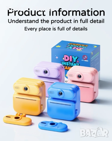 Фотоапарат с принтер за деца Фотоапарат за моментални снимки с принтер незабавен печат, снимка 3 - Други - 52646594