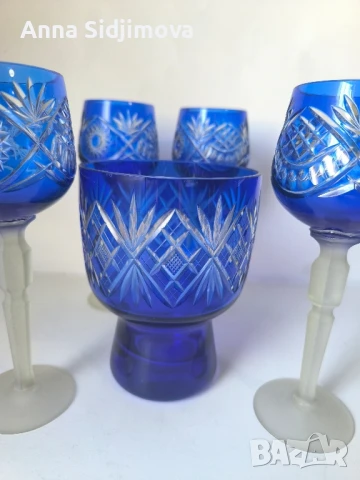 Кристални чаши и ваза, снимка 4 - Чаши - 50649969