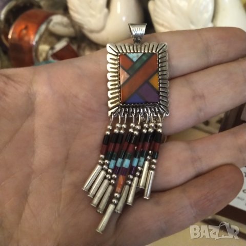 Навахо сребърен медальон ръчна изработка , снимка 5 - Колиета, медальони, синджири - 41808487