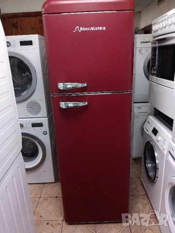 Хладилник с камера ретро дизайн цвят бордо с две години гаранция!