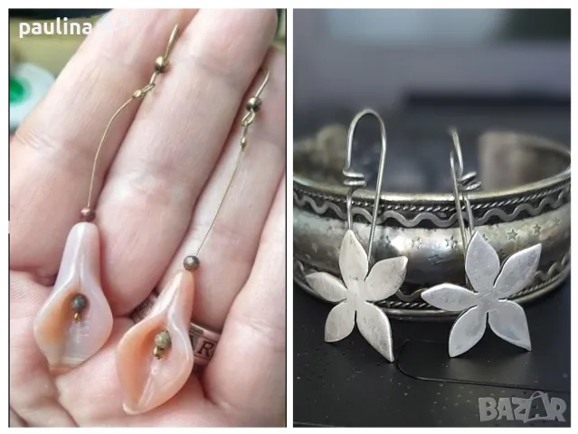 Vintage / Два броя обеци / Много рядка находка / Висящи сребърни обеци 