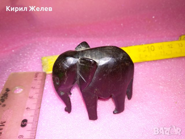 МАЛКО ДЪРВЕНО СЛОНЧЕ РЪЧНА МАЙСТОРСКА ФИГУРКА СТАТУЕТКА ДЪРВО АБАНОС 12638, снимка 3 - Статуетки - 44313924