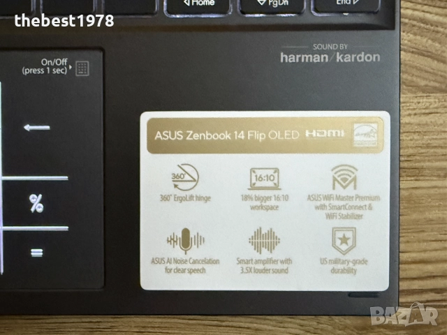 90Hz OLED ZenBook Flip`i7-12700H/16GB DDR5/1TB SSD/Retina 2880x1800, снимка 3 - Лаптопи за работа - 52889649