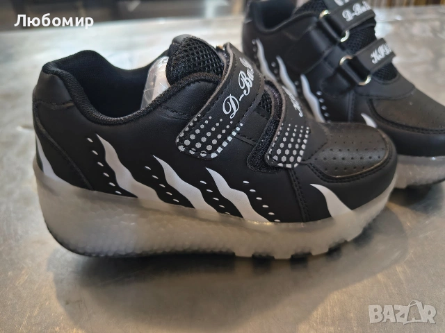 Детски спортни обувки Естествена кожа 2 колела Черни 33н, снимка 10 - Детски маратонки - 53267042