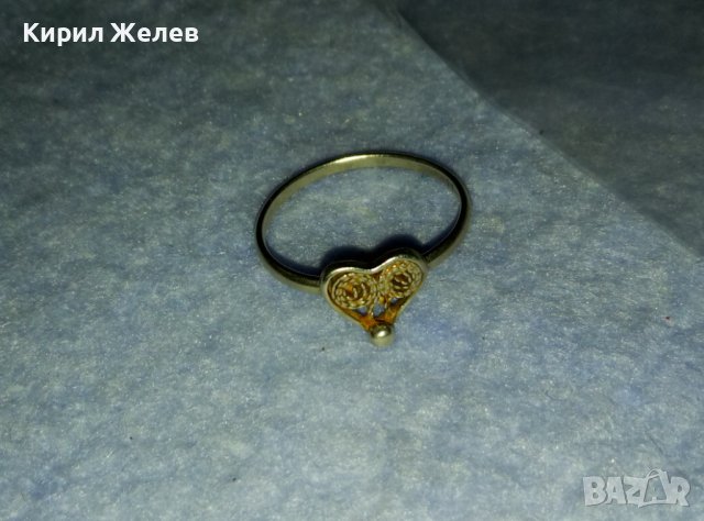 СТАРИНЕН ФИЛИГРАНЕН СЪРЦЕВИДЕН СРЕБЪРЕН РЕТРО ПРЪСТЕ РЪЧНА МАЙСТОРСКА ИЗРАБОТКА 40128, снимка 7 - Антикварни и старинни предмети - 42425130