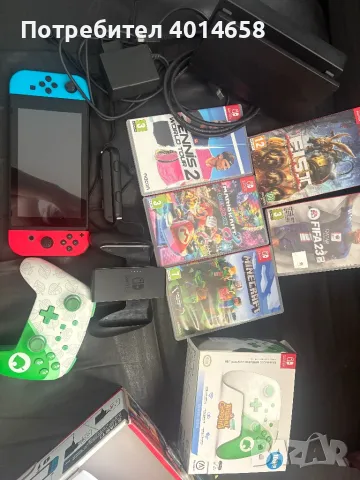 Nintendo switch,допълнителен джойстик и 5 игри