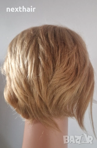 Къса руса естествена перука тип Пикси - 13x4, снимка 3 - Аксесоари за коса - 53583682