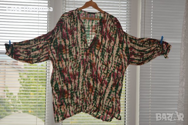 Дълга лятна риза/туника - бяло, зелено и червено