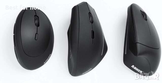 Anker Ергономична оптична USB кабелна вертикална мишка 1000/1600 DPI, 5 бутона CE100 (обновена), снимка 5 - Клавиатури и мишки - 53414755