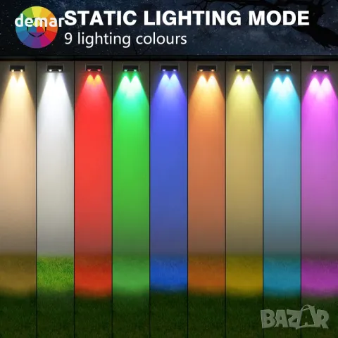 Външни соларни светлини sununiny, 9 цвята, ярки лещи, IP65, 4 броя, снимка 3 - Соларни лампи - 49514283