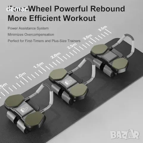 Уред за коремни преси Ab Roller Wheel с подложки за лакти и 4-колесна стабилна конструкция за, снимка 2 - Спортна екипировка - 55827448