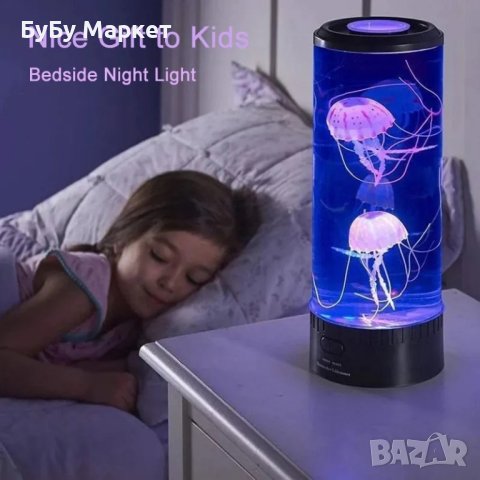 Настолна LED лампа аквариум с медузи , снимка 2 - Лед осветление - 42620819