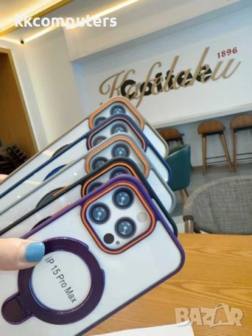 Калъф силикон MagStand Cover Прозрачен / Лилава рамка / за iPhone 17 Pro 6.3 Баркод : 3132539, снимка 2 - Резервни части за телефони - 52399750