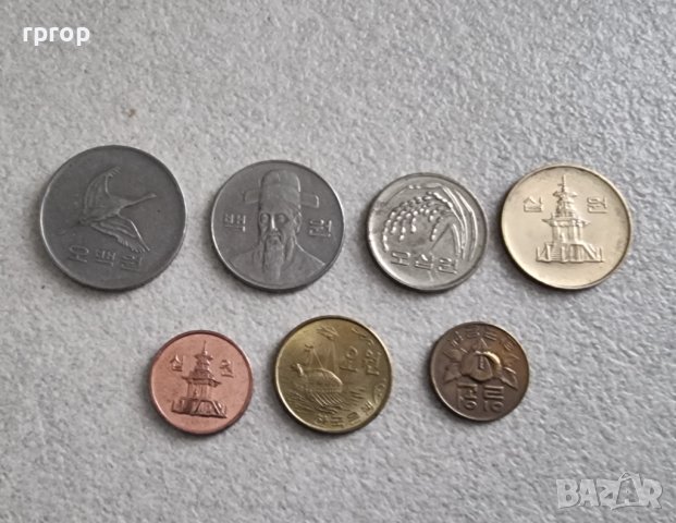  Южна Корея. 1, 5, 10, 10, 50 ,100 и 500 вона. 7 бройки., снимка 4 - Нумизматика и бонистика - 44461760