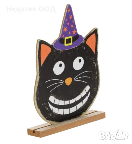 Декорация за маса, Хелоуин, Дървена, котка, 14x3x17,5 см, снимка 2 - Други - 47522617