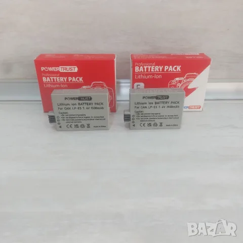 НОВ Комплект 2 бр. Батерии PowerTrust LP-E5 за Canon EOS 450D, 500D, 1000D – 1500mAh 7.4V