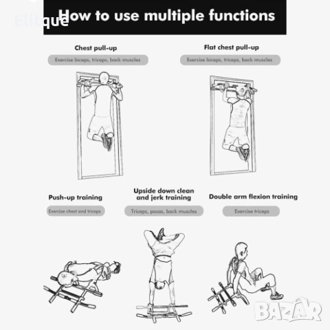 door trainer Регулируема щанга за набирания, тренажор за набирания до 200 килограма !!!, снимка 11 - Фитнес уреди - 52896512