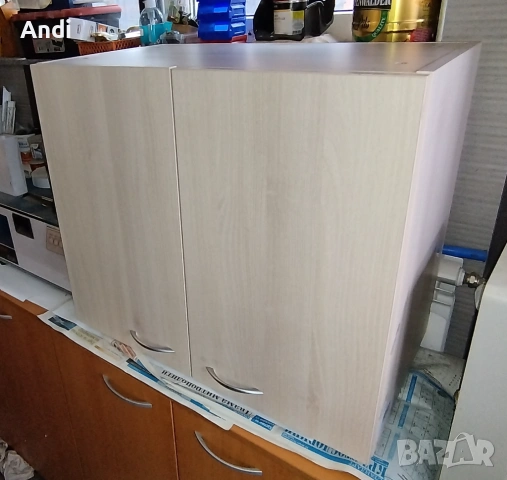 Кухненски шкаф горен с две врати и рафт 70/60/40см избелен дъб