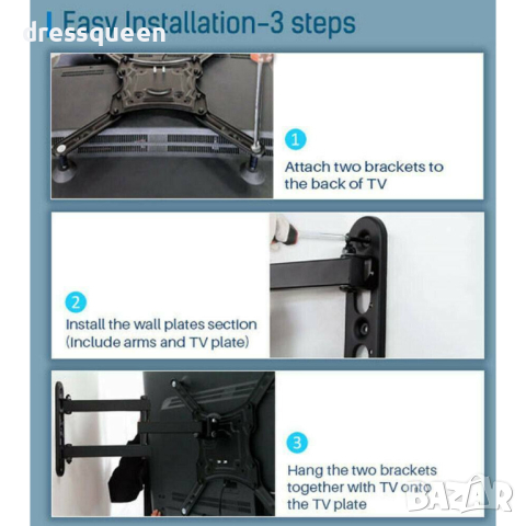  117B-2 Стойка за телевизор с въртящо се дълго рамо от 14 до 55 инча, снимка 12 - Други стоки за дома - 44566801