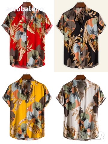 Мъжка модна тенденция, Ежедневна мъжка риза с щампи с къс ръкав, 4цвята - 023 , снимка 1 - Ризи - 40847917