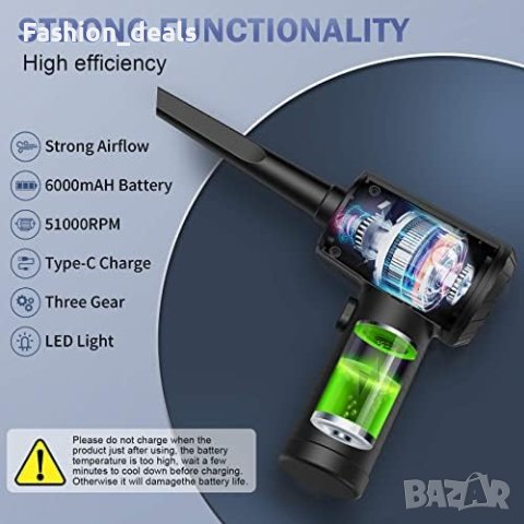 Нова Прахосмукачка за сгъстен въздух/3 скорости LED светлина Чисти електроника, снимка 6 - Друга електроника - 41547942