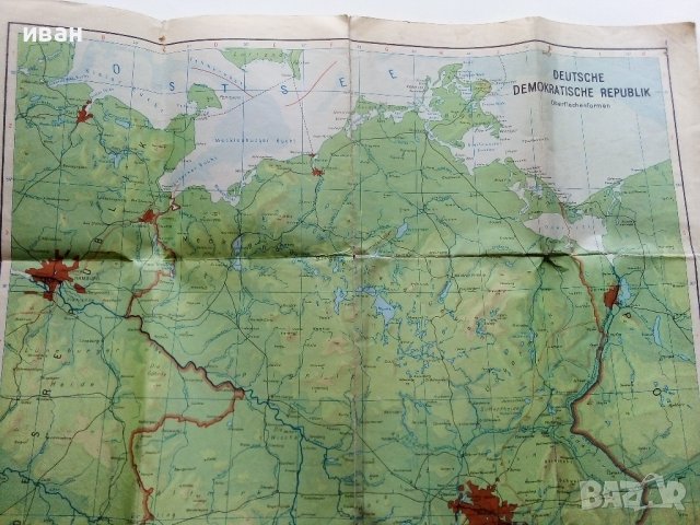 Карта с две лица "Deutsche Demokratische Republik"  1:750 000, снимка 2 - Антикварни и старинни предмети - 38708767