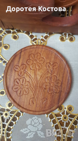 Красиви дървени подложки за чаши с поставка делфин, снимка 3 - Антикварни и старинни предмети - 36150747