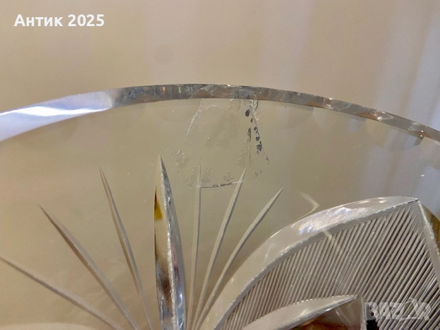 Голяма кристална ваза с богата фасетна шлифовка, винтидж, снимка 6 - Антикварни и старинни предмети - 52865269