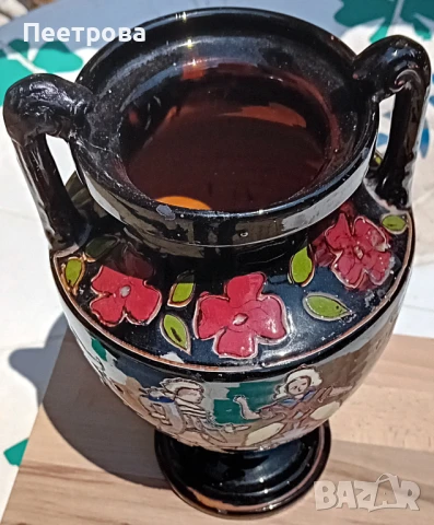 Старинна, ръчно рисувана ваза., снимка 4 - Антикварни и старинни предмети - 50926215
