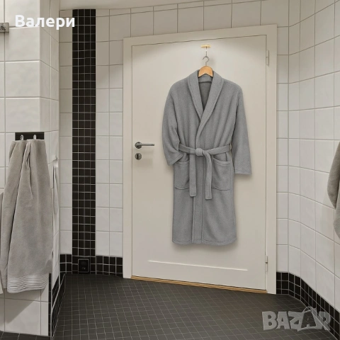 Дамски хотелски халат, класически, удобен, топъл, с връзки, мек, сив, снимка 4 - Други - 53215502
