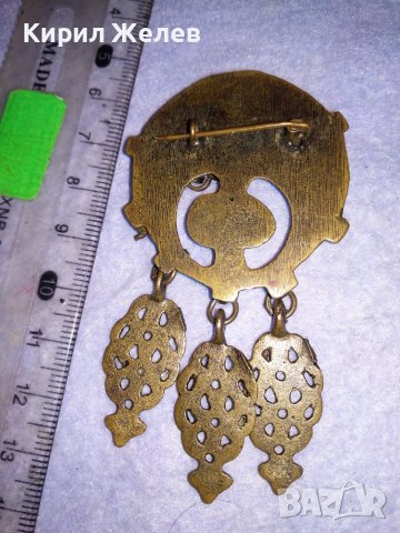 СТАРИННА ВЪЗРОЖДЕНСКА АЖУРНА БОРНЗОВА ОРНАМЕНТИРАНА РЕТРО БРОШКА РЯДКА РЪЧНА ИЗРАБОТКА 38671, снимка 4 - Антикварни и старинни предмети - 41622838