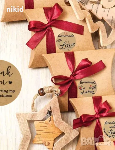 100 бр Homemade HandMade микс малки самозалепващи лепенки стикери за ръчна изработка подарък, снимка 2 - Други - 49573361