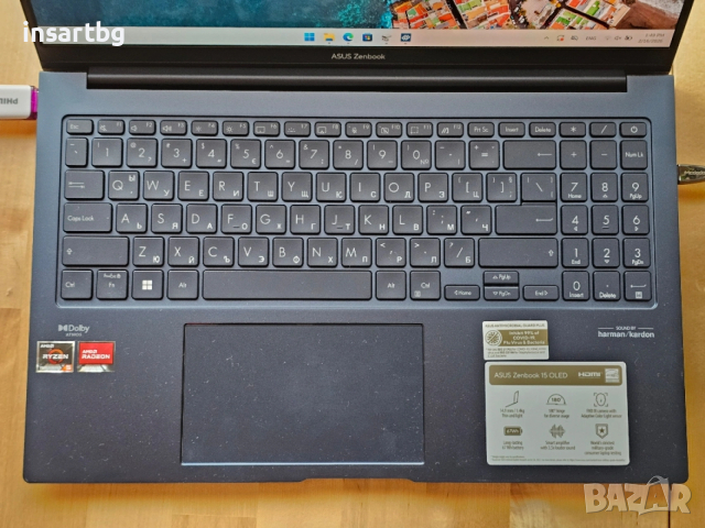 Лаптоп Asus Zenbook 15, Ryzen 5, 16 GB DDR5, 500GB, снимка 2 - Лаптопи за дома - 53711082