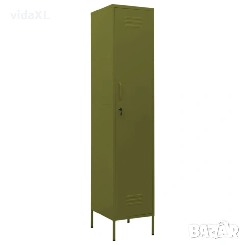 vidaXL Шкаф със заключване, маслиненозелен, 35x46x180 см(SKU:336252)